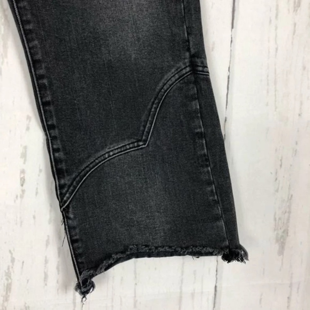 One Teaspoon Kick Flare Crop Raw Frayed Hem Black Oak - Picture 12 of 15